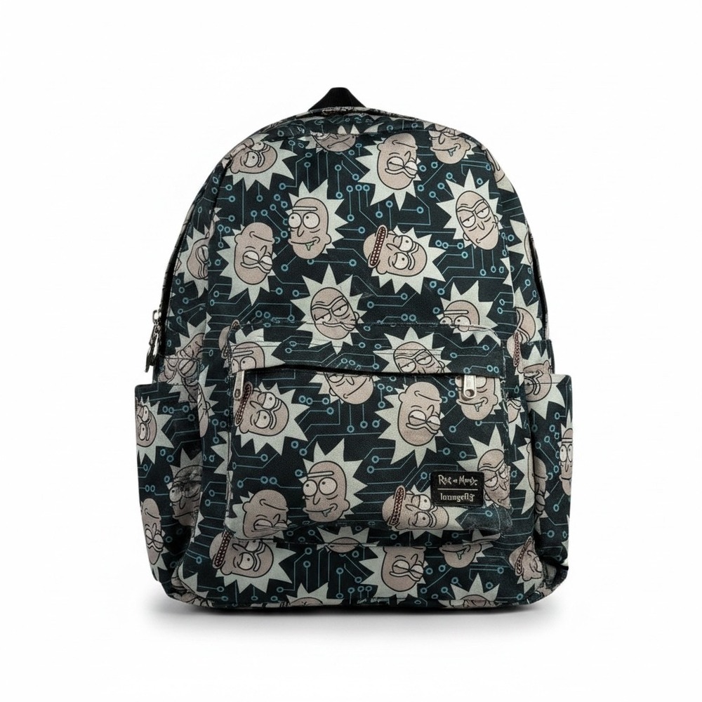 Loungefly Rick and Morty Circuit Board Canvas Backpack Laptop Sleeve Black